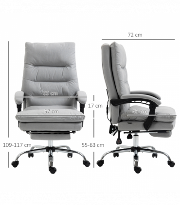 Vinsetto Microfibre Vibration Massage Office Chair with Heat, Footrest, Grey