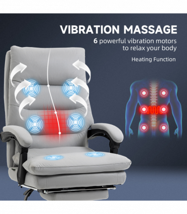 Vinsetto Microfibre Vibration Massage Office Chair with Heat, Footrest, Grey