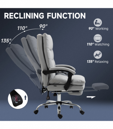 Vinsetto Microfibre Vibration Massage Office Chair with Heat, Footrest, Grey