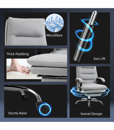 Vinsetto Microfibre Vibration Massage Office Chair with Heat, Footrest, Grey