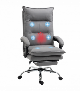 Vinsetto Microfibre Vibration Massage Office Chair with Heat, Footrest, Grey