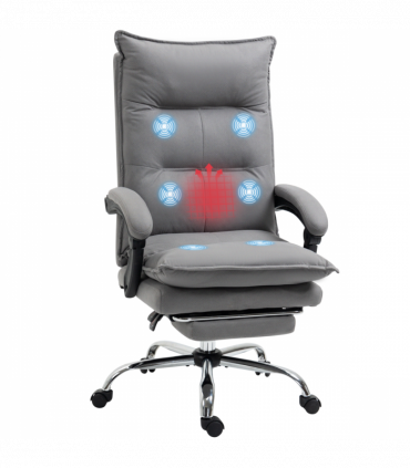Vinsetto Microfibre Vibration Massage Office Chair with Heat, Footrest, Grey