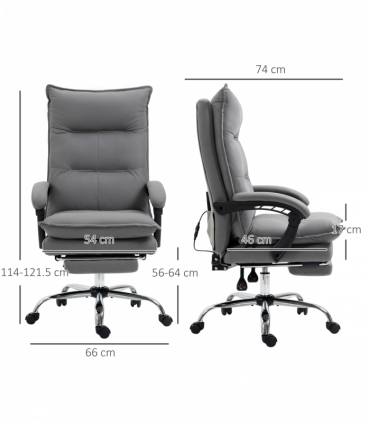 Vinsetto Microfibre Vibration Massage Office Chair with Heat, Footrest, Grey