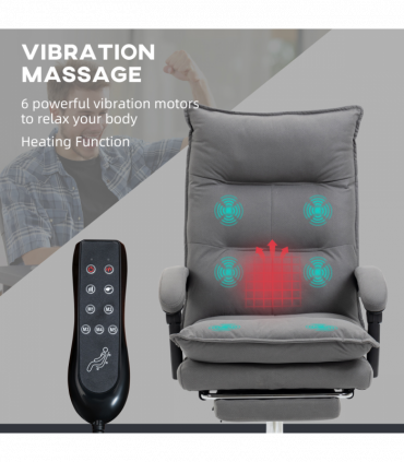 Vinsetto Microfibre Vibration Massage Office Chair with Heat, Footrest, Grey