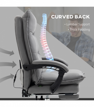 Vinsetto Microfibre Vibration Massage Office Chair with Heat, Footrest, Grey