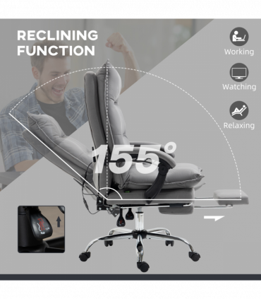 Vinsetto Microfibre Vibration Massage Office Chair with Heat, Footrest, Grey