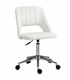 Vinsetto Mid-Back Swivel Home Office Chair Scallop Computer Chair Cream White