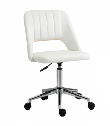 Vinsetto Mid-Back Swivel Home Office Chair Scallop Computer Chair Cream White