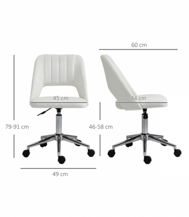 Vinsetto Mid-Back Swivel Home Office Chair Scallop Computer Chair Cream White