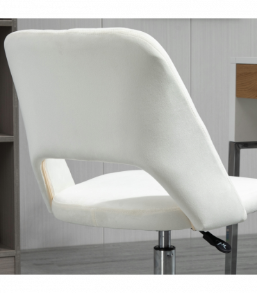 Vinsetto Mid-Back Swivel Home Office Chair Scallop Computer Chair Cream White