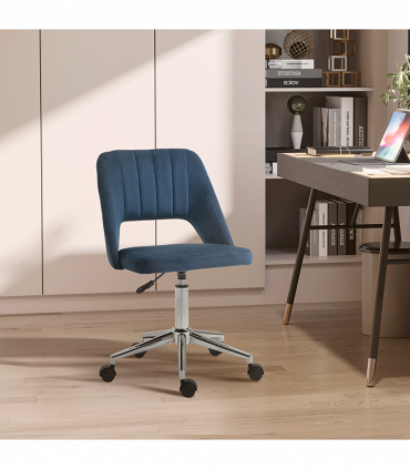 Vinsetto Mid-Back Swivel Home Office Chair Scallop Computer Chair Dark Blue