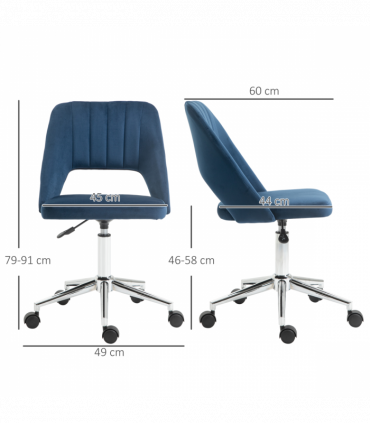 Vinsetto Mid-Back Swivel Home Office Chair Scallop Computer Chair Dark Blue