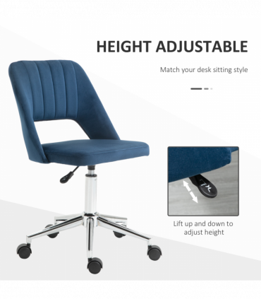 Vinsetto Mid-Back Swivel Home Office Chair Scallop Computer Chair Dark Blue