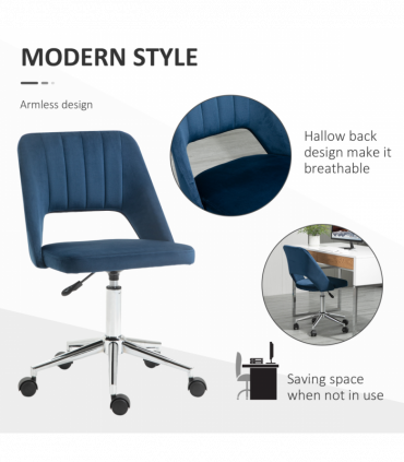 Vinsetto Mid-Back Swivel Home Office Chair Scallop Computer Chair Dark Blue