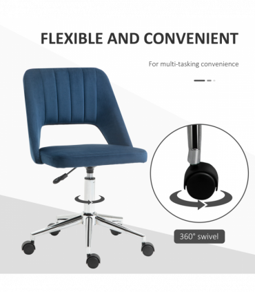 Vinsetto Mid-Back Swivel Home Office Chair Scallop Computer Chair Dark Blue