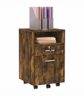 Vinsetto Mobile File Cabinet Lockable Documents Storage w/ 5 Wheels Rustic Brown