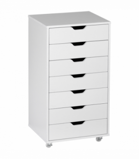 Vinsetto Mobile Filing Cabinet, 7-drawer File Cabinet with Wheels, White