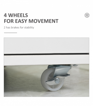 Vinsetto Mobile Filing Cabinet, 7-drawer File Cabinet with Wheels, White