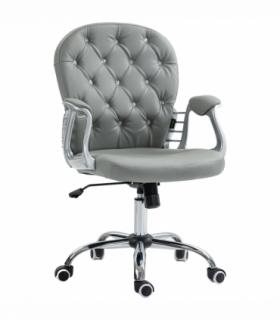 Vinsetto Office Chair PU Diamante Padded Ergonomic 360° Swivel Grey