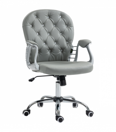 Vinsetto Office Chair PU Diamante Padded Ergonomic 360° Swivel Grey