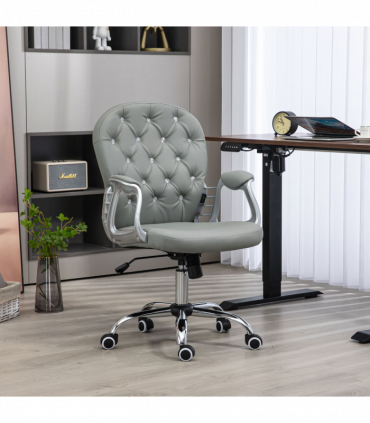 Vinsetto Office Chair PU Diamante Padded Ergonomic 360° Swivel Grey
