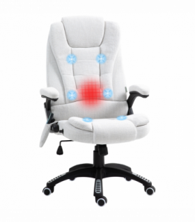 Vinsetto Office Chair w/ Heating Massage Points Relaxing Reclining Cream White