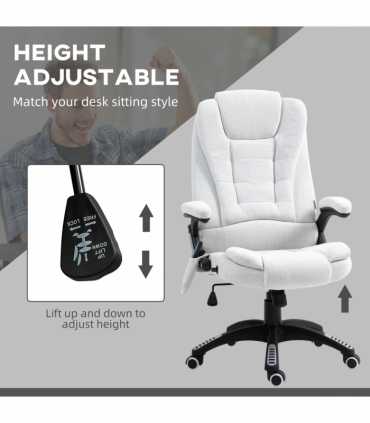 Vinsetto Office Chair w/ Heating Massage Points Relaxing Reclining Cream White