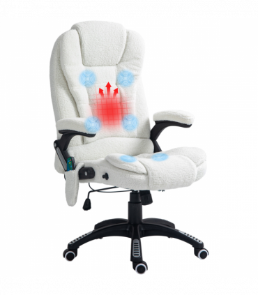Vinsetto Office Chair w/ Heating Massage Points Relaxing Reclining White