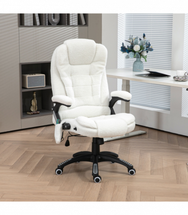 Vinsetto Office Chair w/ Heating Massage Points Relaxing Reclining White