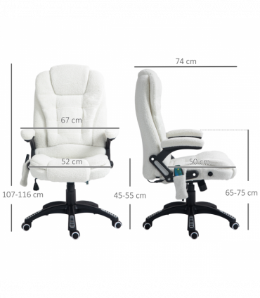 Vinsetto Office Chair w/ Heating Massage Points Relaxing Reclining White