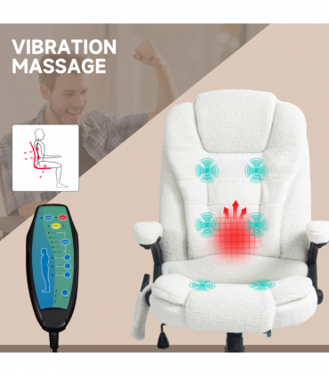 Vinsetto Office Chair w/ Heating Massage Points Relaxing Reclining White