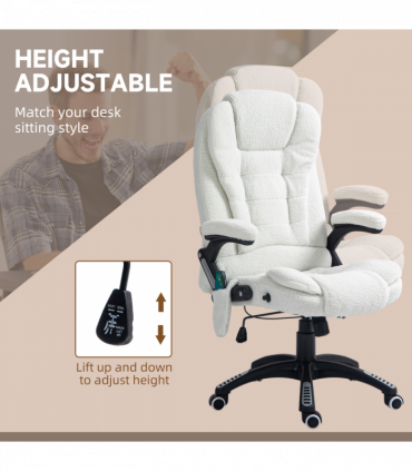 Vinsetto Office Chair w/ Heating Massage Points Relaxing Reclining White