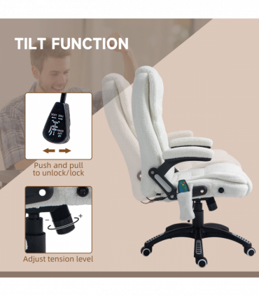 Vinsetto Office Chair w/ Heating Massage Points Relaxing Reclining White