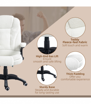 Vinsetto Office Chair w/ Heating Massage Points Relaxing Reclining White