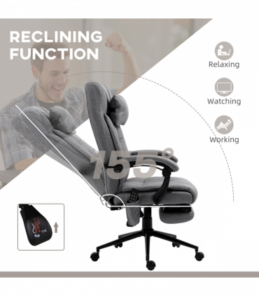 Vinsetto PU Leather Vibration Massage Office Chair with Heat, Footrest, Grey