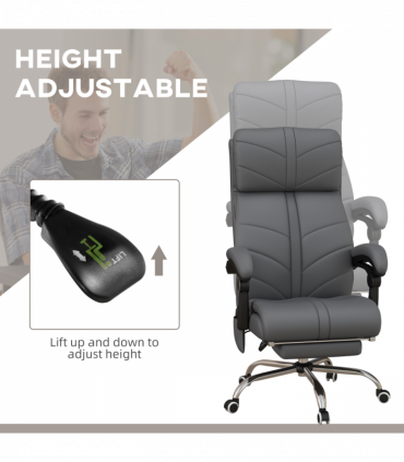 Vinsetto PU Leather Vibration Massage Office Chair with Heat, Footrest, Grey