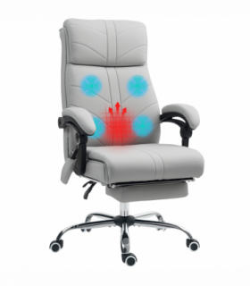 Vinsetto PU Vibration Massage Office Chair with Heat, Footrest, Light Grey
