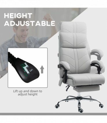 Vinsetto PU Vibration Massage Office Chair with Heat, Footrest, Light Grey