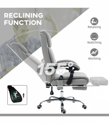 Vinsetto PU Vibration Massage Office Chair with Heat, Footrest, Light Grey