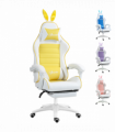 Vinsetto Racing Style Gaming Chair with Footrest Removable Rabbit Ears, Yellow