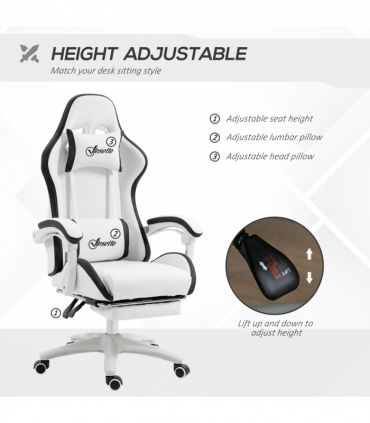 Vinsetto Racing Style Gaming Chair with Reclining Function Footrest, Black