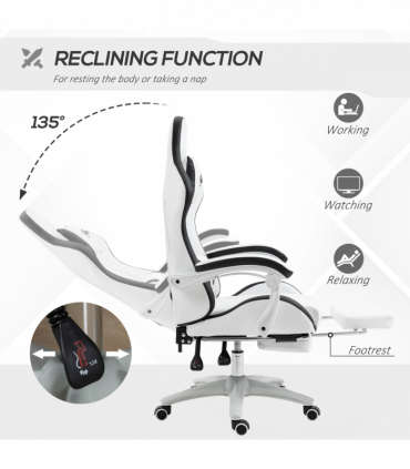 Vinsetto Racing Style Gaming Chair with Reclining Function Footrest, Black