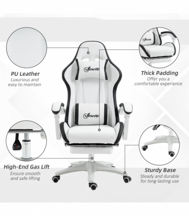 Vinsetto Racing Style Gaming Chair with Reclining Function Footrest, Black