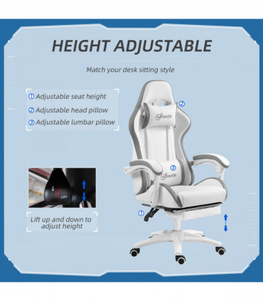 Vinsetto Racing Style Gaming Chair with Reclining Function Footrest, Grey
