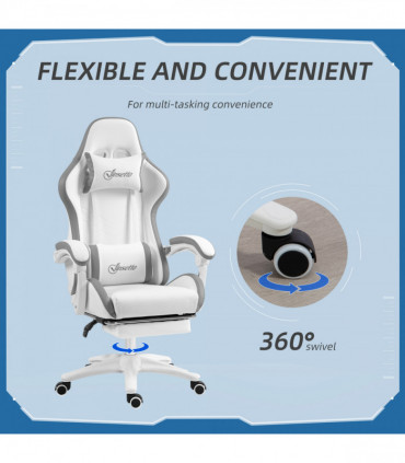 Vinsetto Racing Style Gaming Chair with Reclining Function Footrest, Grey