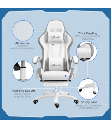 Vinsetto Racing Style Gaming Chair with Reclining Function Footrest, Grey