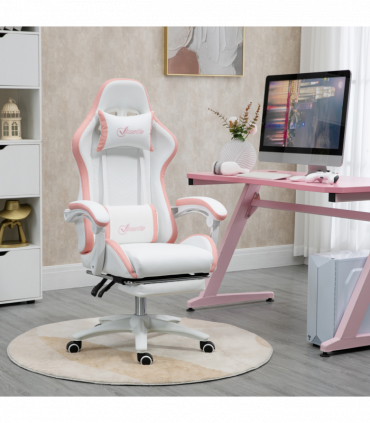 Vinsetto Racing Style Gaming Chair with Reclining Function Footrest, Pink