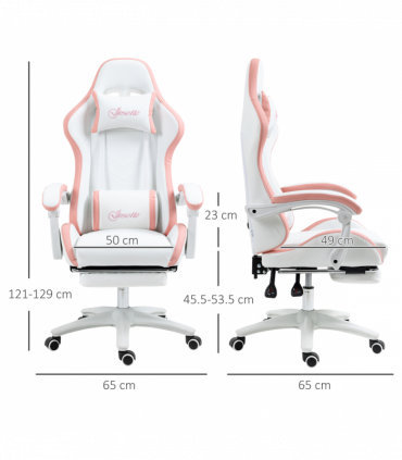 Vinsetto Racing Style Gaming Chair with Reclining Function Footrest, Pink