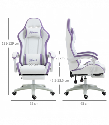 Vinsetto Racing Style Gaming Chair with Reclining Function Footrest, Purple