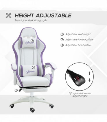 Vinsetto Racing Style Gaming Chair with Reclining Function Footrest, Purple